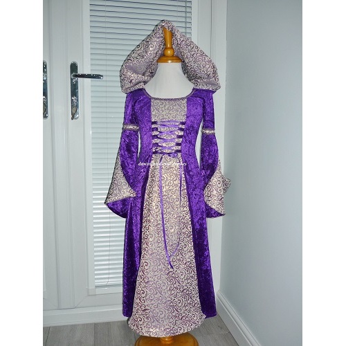 Girls Princess Medieval Bridesmaid Dress Purple RM